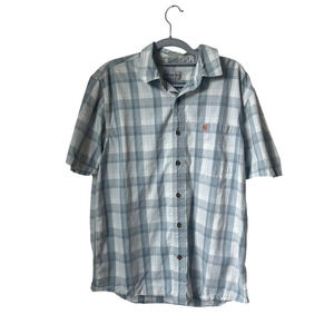 Men's Carhartt Short Sleeved Button Up Flannel - Large